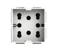 4box Toma Multistandard 1 Schuko o 2 BIPASSO Compatible con Bticino livinglight, 250 V, Blanco, 4B.N.H21, 250 voltsV