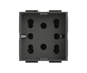 4box Toma Multistandard 1 Schuko o 2 BIPASSO Compatible con Bticino livinglight, 250 V, Gris, 4B.L.H21, 250 voltsV