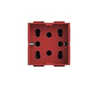 4box Toma Multistandard 1 Schuko o 2 BIPASSO Compatible con Bticino livinglight, 250 V, Rojo, 4B.LR.H21, 250 voltsV