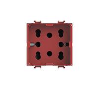 4box Toma Multistandard 1 Schuko o 2 BIPASSO Compatible con Bticino Matix, 250 V, Rojo, 4B.AMR.H21, 250 voltsV