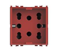 4box Toma Multistandard 1 Schuko o 2 BIPASSO Compatible con Vimar Plana, 250 V, Rojo, 4B.V14R.H21, 250 voltsV