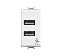 4Box USB 2.4, toma USB de pared 2,4 A, compatible con Bticino Matix, color blanco