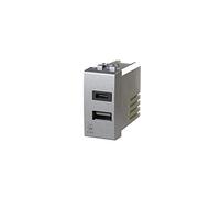 4box USB3.0 - Fuente de alimentación USB de 3 amperios a 2 salidas en módulo individual con conector tipo A y tipo C compatible con Bticino LivingLight Tech, Plata