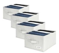 4CONVY Organizador de Pantalones para Armario - Organizador de Cajones para Ropa con 5 Compartimentos - Plegable - Organizador de Ropa para Armario para Jeans - Separadores de Cajones - 4 Unidades