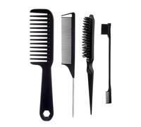 4cs - Juego de cepillos para el cabello, control de bordes, peine de cola clasificada, cerdas desenredantes de pelo, dientes anchos, para viajes, hogar, cola clasificada