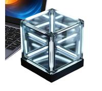 4D Infinite Mirror Cube LED Lamp, Touch Dimmable Rechargeable Abyss Night