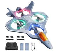 4DRC V50 RC Avión 2 Modos despegue, Luces, Volteretas 360°, Modo sin Cabeza, 3 velocidades, 2 baterías, Control 2.4GHz - Planeador, Combate, Juguete Volador, Regalo niños, Adultos, Principiantes