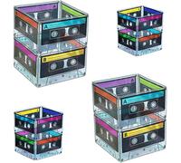 4E Novedad de 4E - Juego de 8 suministros para fiestas de 80, temática de los años 80, decoración de fiesta de cumpleaños de los años 80, cinta de cassette, decoración de mesa, retro hip hop pop música cultura fiesta para adultos y niños