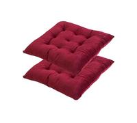 4er - Juego de cojines para silla, 40 x 40 cm, relleno de terciopelo de poliéster suave, con lazos, color liso, para sillas de comedor, color rojo (paquete de 2 unidades, 40 x 40 x 7 cm)