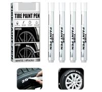 4er Pack Bolígrafo para Neumáticos Blanco,14.5cm Rotulador Permanente Blanco,Rotulador Textil Permanente,Rotulador Blanco Permanente,Rotulador Blanco para Lienzo, Papel Kraft, Madera y Piedra