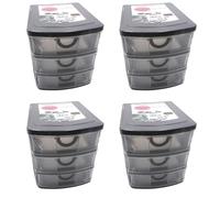 4er Set Caja Cajones 19x14, 5x16 CM Organizador Plástico 3 Gavetas Apilable