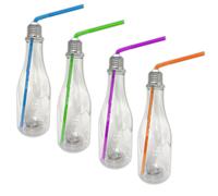 4er Set LED 400ml Partyglas con Tapa Y Pajita Plástico Cóctel Taza