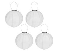 4er Set Solar Farolillo Ø 20cm Bola LED Pantalla Jardín Linterna Blanco Deco