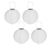 4er Set Solar Farolillo Ø 20cm Bola LED Pantalla Jardín Linterna Blanco Deco