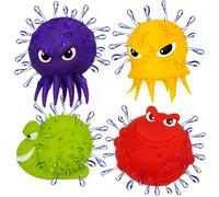 4E's Novelty Bolas de agua de pulpo de animales marinos, paquete de 4, bolas sensoriales de pulpo para salpicaduras de agua, relleno de cesta de Pascua
