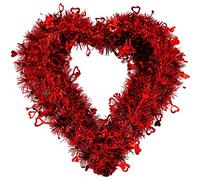 4E's Novelty Corona para el día de San Valentín para Puerta Delantera, Corona en Forma de corazón de oropel para Colgar en la Pared, 14 Pulgadas, decoración de San Valentín al Aire Libre