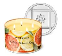 4EVER CANDLE Vela de mezcla de cera de soja para el hogar, velas de 4 mechas con aroma a Salvia de madera cítrica, velas de aromaterapia para fiestas, relajante, más de 50 horas de combustión, 18oz