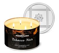 4EVER CANDLE Vela en frasco de más de 50 horas - Velas perfumadas de larga duración de 4 mechas, vela de cera de soja natural de 18oz para el hogar, regalos para mujeres y hombres, Tabaco negro