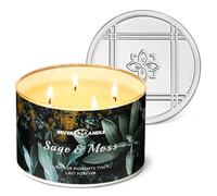 4EVER CANDLE Vela perfumada de 4 mechas con mezcla de cera de soja de 18oz, fragancia duradera de más de 50 horas, decoración del hogar y regalos de inauguración, Salvia y musgo