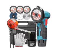 4Family club - Mini amoladora batería angular, 2 baterías de 2000mAh 12V, cinta metrica 3M,Inalámbrica,19500 rpm, 4 discos para cortar y pulir, sin cable, radial pequeña,