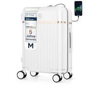 4FLY Maleta de viaje ligera y rígida, con cierre TSA, 4 ruedas dobles giratorias, asa telescópica de aluminio y doble cremallera de seguridad, maletín ligero y equipaje facturable, Blanco