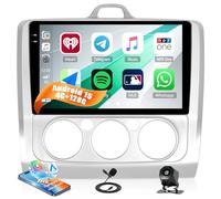 4G+128G Android 15 Radio Coche para Ford Focus Mk2 Mk3 Exi MT 2 3 2004-2011 Inalámbrico Carplay Android Auto, 9 Pulgadas Pantalla Radio con GPS Navi WiFi BT FM/RDS SWC+Cámara de Visión Trasera