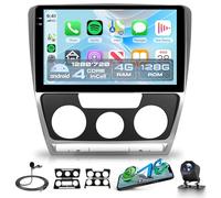 4G+128G Android Radio Coche para VW Skoda Octavia 2007-2014 Inalámbricos Carplay Android Auto 10.1 Pollici Incell Pantalla Táctil Radio GPS Navi WiFi Mirror Link Bluetooth FM/RDS EQ/SWC Cámara Trasera