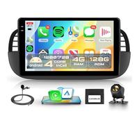 4G+128G Inalámbrico Carplay Android Radio Coche para FIAT 500 2007-2015 9 Pulgadas Incell Touchscreen Radio Coche con Android Auto GPS Navi WiFi Mirror Link Bluetooth FM/RDS EQ/USB/SWC Cámara Trasera