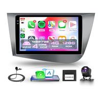 4G+128G Inalámbrico Carplay Android Radio Coche para Seat Leon 2 mk2 2005-2012 9 Pulgadas Incell Pantalla Radio Coche con Android Auto GPS Navi WiFi Mirror Link Bluetooth FM/RDS EQ/SWC Cámara Trasera