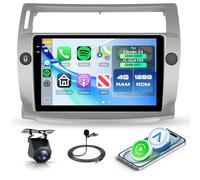 4G+128G Rimoody Android Radio Coche para Citroen C4 2004-2009 9'' Pantalla IN-Cell con Carplay Android Auto Inalámbrico Navegación GPS Mirror Link Bluetooth WiFi/FM/RDS/EQ/SWC Cámara Trasera