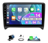 4G+64G Android 14 Radio Coche para Audi TT MK2 2006-2014 con Inalámbrico Carplay Android Auto 9 Pulgada Autoradio con GPS Navi WiFi Bluetooth Mirror Link FM SWC Microfono+Telecamera Posteriore