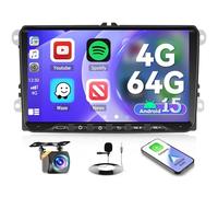 [4G+64G Android 15]Inefala Radio para VW Golf Passat Tiguan Polo Caddy Skoda Seat Touran, Wireless CarPlay Android Auto, 9" Pantalla Radio Coche Bluetooth 2 Din con GPS WiFi RDS/FM Cámara Trasera Mic