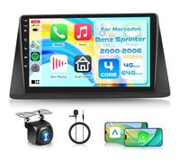 4G+64G Android Radio Coche para Mercedes Benz Sprinter 2000-2006 9'' Pantalla Sprinter con Carplay Android Auto Inalámbrico Navegación GPS Mirror Link Bluetooth WiFi FM/RDS/EQ SWC Cámara Trasera