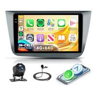 4G+64G Android Radio Coche para Seat Altea 2004-2015/Toledo 2004-2009 9'' Pantalla IN-Cell con Carplay Android Auto Inalámbrico Navegación GPS Mirror Link Bluetooth WiFi/FM/RDS/EQ/SWC Cámara Trasera
