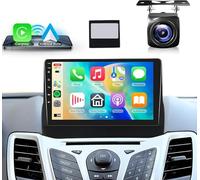 4G+64G Android Radio de Coche para Ford Fiesta 2009-2017 9 Pulgadas HD Pantalla Fiesta con Inalámbrico Carplay Android Auto Navegación GPS Mirror Link Bluetooth WiFi/FM/RDS/EQ/SWC/USB Cámara Trasera
