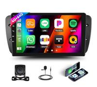 4G+64G GOHHDL Android Radio Coche para Seat Ibiza 6J 2009-2013 con Navi Carplay Android Auto, Radio Táctil de 9 Pulgadas 2 DIN con GPS WiFi Bluetooth Radio FM/RDS SWC AHD Cámara de visión Trasera&Mic