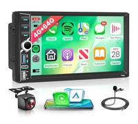 4G+64G Inalámbrico Carplay Android 15 Radio Coche 2 DIN con Inalámbrico Android Auto GPS Navi WiFi 7 Pulgadas Touchscreen Radio Coche Mirror Link Bluetooth FM/RDS 32 EQ/USB/Type C/SWC Cámara Trasera