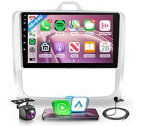 4G+64G Inalámbrico Carplay Android Radio Coche para Ford Focus Mk2 Mk3 Exi MT 2 3 2004-2011 9 Pulgadas Radio Coche con Android Auto GPS Navi WiFi Mirror Link Bluetooth FM/RDS EQ/USB/SWC Cámara Trasera