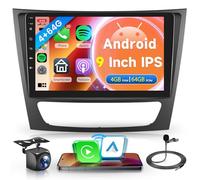 4G+64G Inalámbrico Carplay Android Radio Coche para Mercedes Benz E/G/CLK/CLS Class W209 W211 W219 W463 2002-2010 9 Pulgadas Radio con Android Auto GPS Navi WiFi Bluetooth FM/RDS/EQ/SWC Cámara Trasera