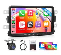 4G+64G Inalámbrico Carplay Android Radio Coche para Renault Dacia Duster/Sandero/Logan/Captur/Lodgy/Dokker/Symbol 8 Pulgadas Radio con Android Auto GPS WiFi Mirror Link Bluetooth FM/RDS Cámara Trasera