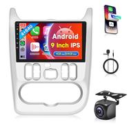 4G+64G Inalámbrico Carplay Android Radio Coche para Renault Logan 1 Sandero 2009-2015 Dacia Duster 2010-2017 9 Pulgadas Radio con Android Auto GPS Navi WiFi Bluetooth FM/RDS/EQ/USB/SWC Cámara Trasera