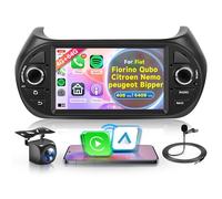 4G+64G Inalámbrico Carplay Android Radio de Coche para Fiat Fiorino Qubo Citroen Nemo peugeot Bippara 2008-2017 7 Pulgadas Radio con Android Auto GPS Navi WiFi Bluetooth FM/RDS/32EQ/SWC Cámara Trasera