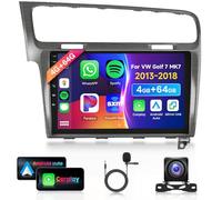 4G&64G Podofo 10" Radio de Coche con Bluetooth para VW Golf 7 MK7 2013-2018,Carplay Android Auto inalámbrico, WiFi,GPS,Navi,HiFi/RDS/FM DSP,1280 x 720,Android 13,Radio 2 DIN con cámara Trasera AHD