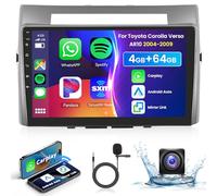 4G 64G Podofo 9" Radio de Coche Bluetooth para Toyota Corolla Verso AR10 2004-2009 Carplay Android Auto inalámbrico,WiFi GPS Navi EQ/RDS/FM,DSP,1280 * 720,Radio 2 DIN con cámara de visión Trasera AHD
