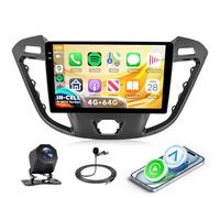 4G+64G Radio de Coche para Ford Transit Custom Tourneo 2013-2018 9" Pantalla IN-Cell Android Radio con CarPlay Inalámbrico Android Auto GPS Mirror Link Bluetooth WiFi/FM/RDS/EQ/SWC/USB Cámara Trasera