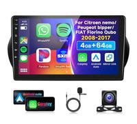 4G 64G VECHTEL 10.1" Radio para Coche Bluetooth para Citroen Nemo/Peugeot bipper/Fiat Fiorino Qubo 2008-2017 Carplay Android Auto DSP EQ,WiFi GPS,Radio RDS/FM con cámara de visión Trasera AHD