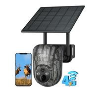 4G Camara De Caza con Tarjeta SIM, 2K 3MP Exterior Inalámbrica, Fototrampeo Solar 4G PTZ con Visión Nocturna Detección Personalizada Proyector/Sirena Alertas en App y Almacenamiento TF/Nube(Sin WiFi)