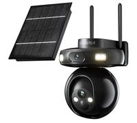 4G LTE Camara Vigilancia SIM,2K+2K Doble Camara Solar 4G,Videovigilancia sin Internet con Baterías de 15600mAh,Detección de Movimiento,Visión Nocturna a Color,Seguimiento Automático,Audio de Dos Vías