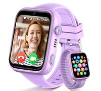 4G Reloj Inteligente Niño, Smartwatch Niños con GPS y Llamadas, Videollamadas, Chat de Voz, SMS, WhatsApp, SIM, SOS, Modo Escuela, WiFi, Localizador, Podómetro IP68 Reloj Niño y Niñas Violeta Regalo