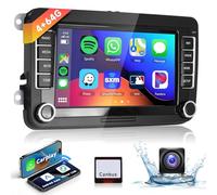 4G y 64G 7" Radio de Coche Bluetooth para VW Golf 5 6 Polo Passat Skoda Touran Seat Inalámbrico Carplay Android Auto, WiFi GPS Navi HiFi RDS/FM Radio 2 DIN con cámara de Marcha atrás AHD/DVR/Canbus